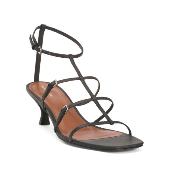 REFORMATION Black Made In Brazil Leather Sia Cage Sandals